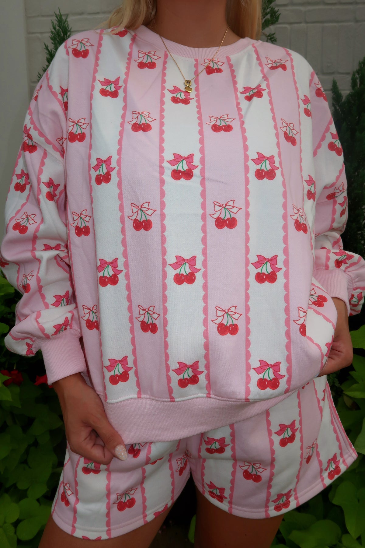 Cherry Bows Fleece Terry Set