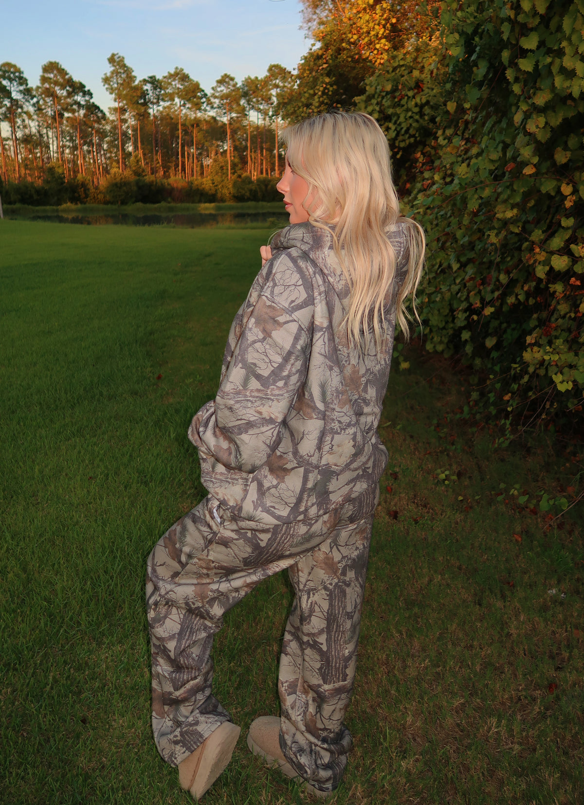 Forest Camo Cloud Fleece Oversized Hoodie & Wide Leg Sweatpants