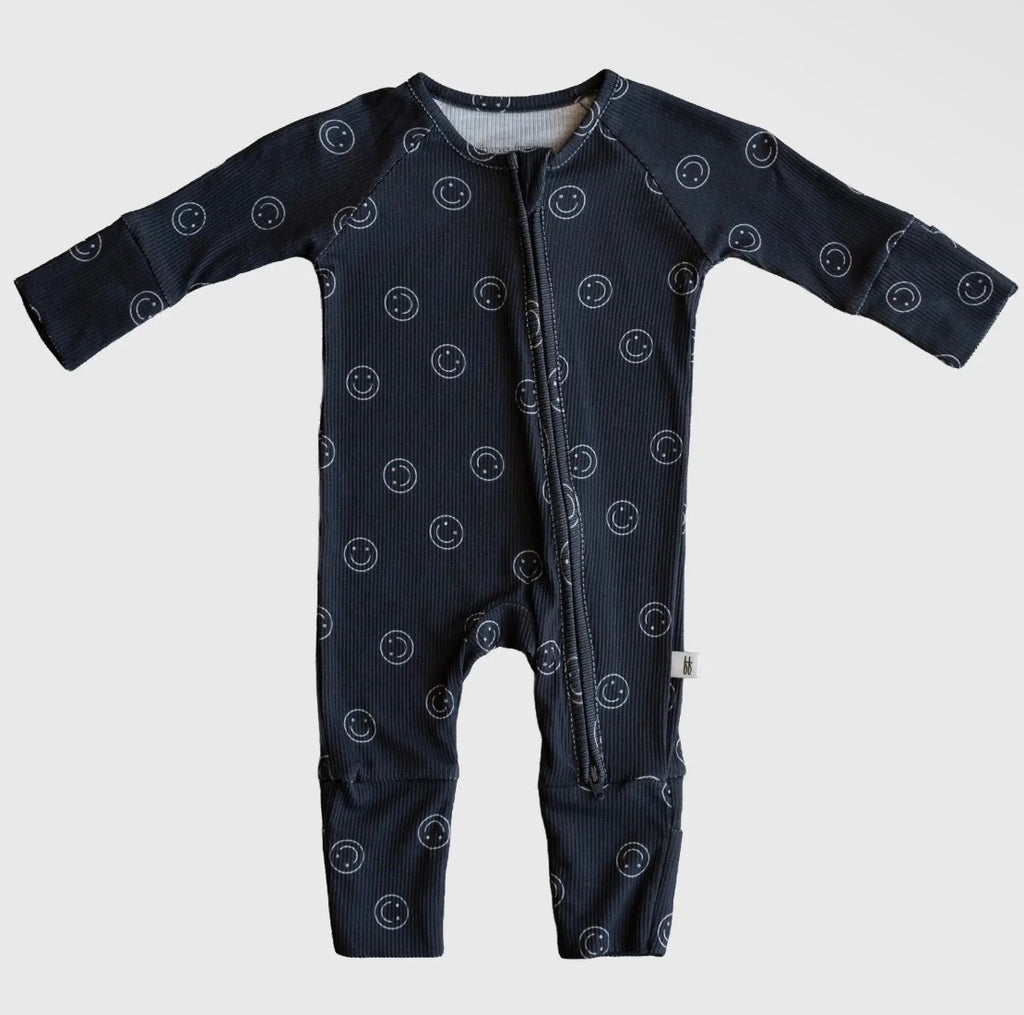 Smiley Ribbed Bamboo Matching Onesie