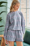Lightning Print Crew & Short Set Plus Size