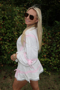 Ditsy Flower Printed French Terry Skirt With Lace Detailed Sweatshirt