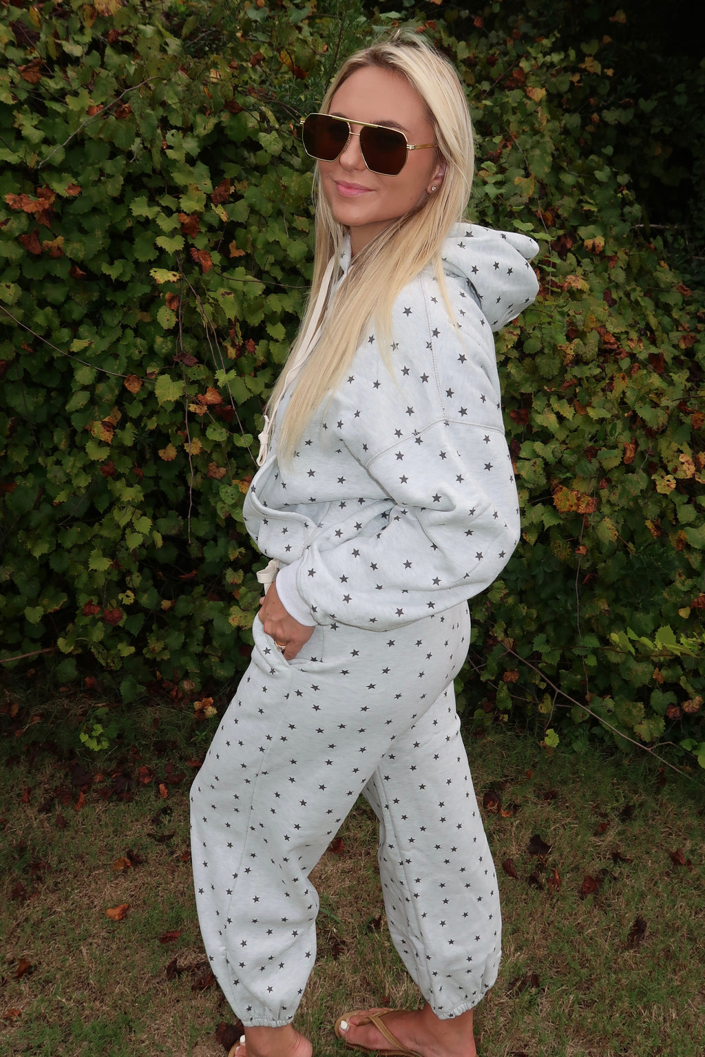 Star Printed Hoodie & Jogger Set