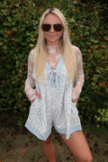 Pleated Floral Romper & Lace Undershirt